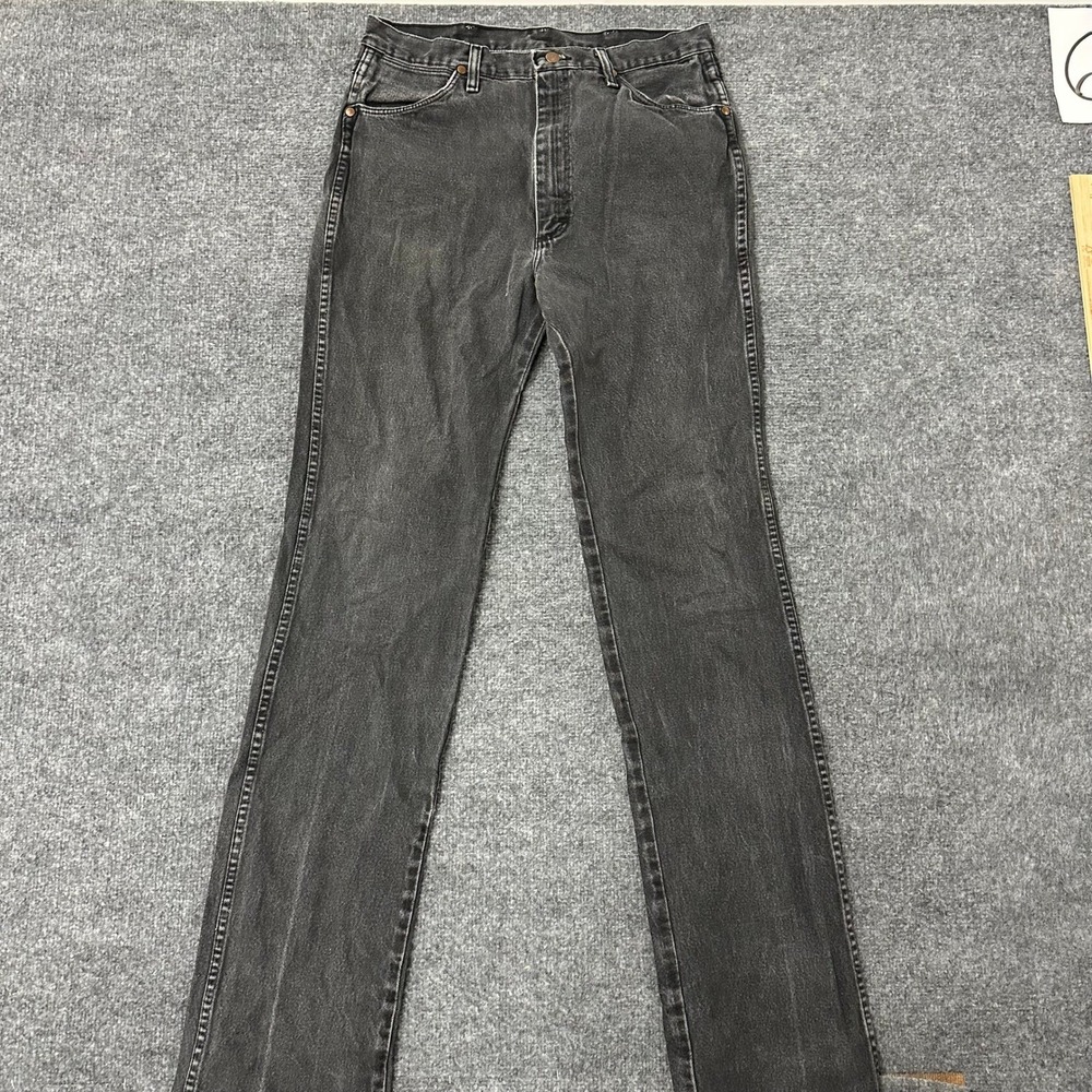 Wrangler Jeans Mens Size 31 Black Regular Fit Straight Leg Faded Denim Cowboy